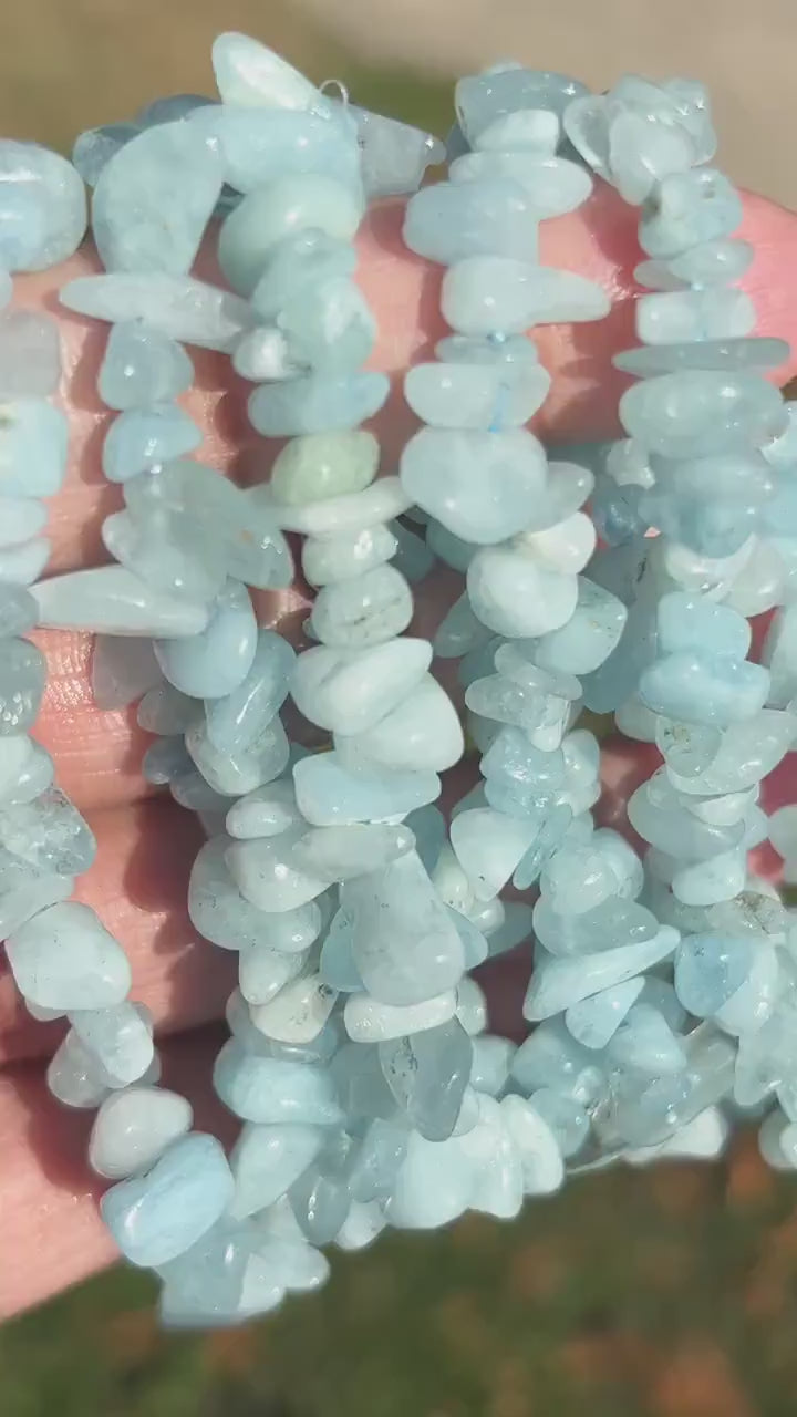 Handmade Aquamarine Crystal Chip Bracelet