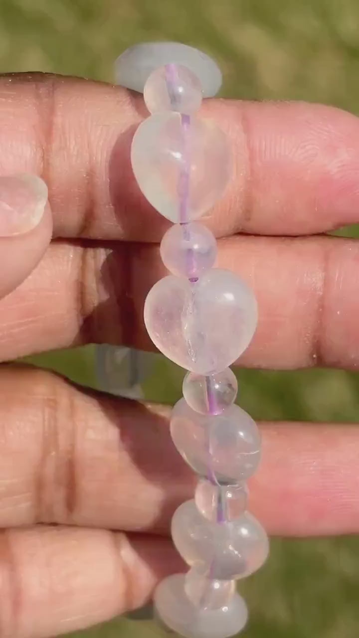 Natural Lavender Moon Quartz Gemstone Bracelet Light Purple Lavender Moon Crystal Bracelet Women Bracelet Crystal Lavender Moon Jewelry
