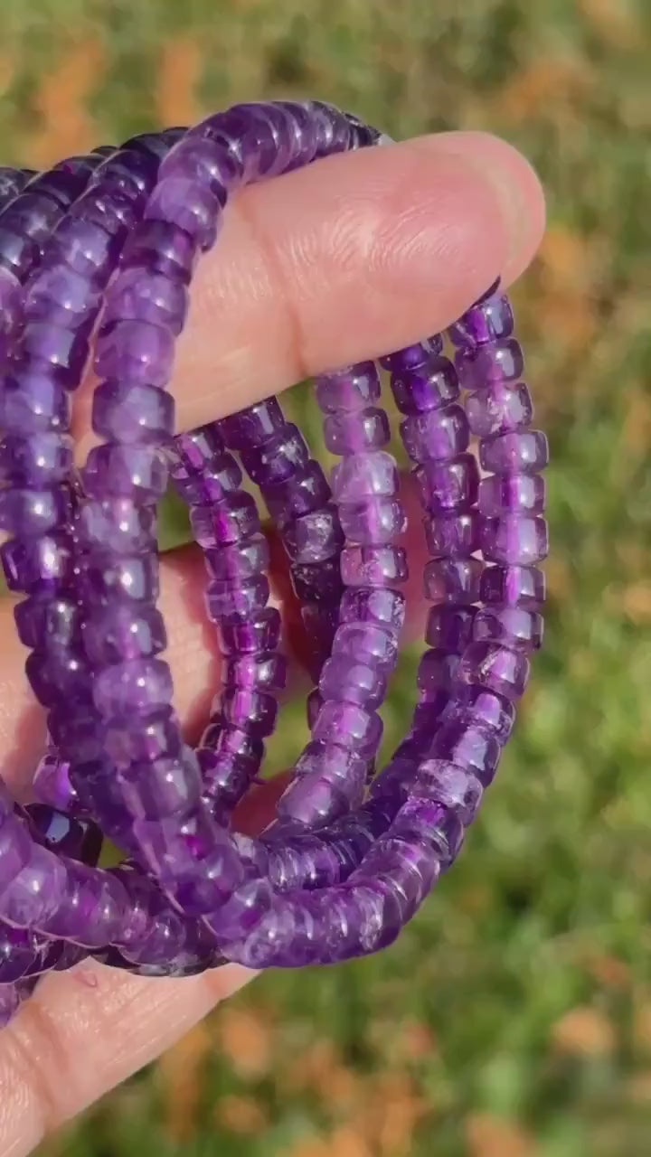 Amethyst Crystal Bracelet - Amethyst - Stone of Peace - Handmade Jewelry - Crown Chakra